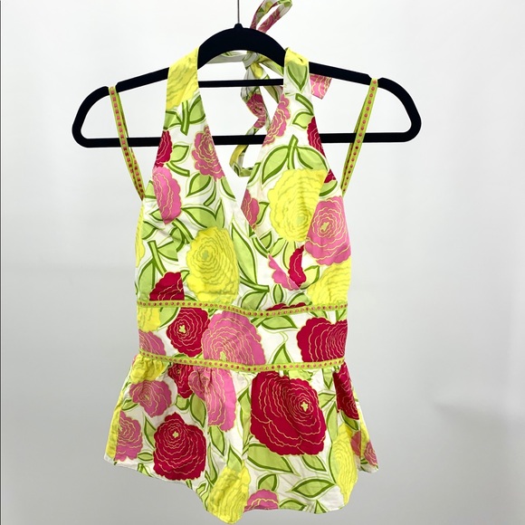 Jennifer Reale Design Floral Halter Top l Size 4 * - Picture 1 of 4